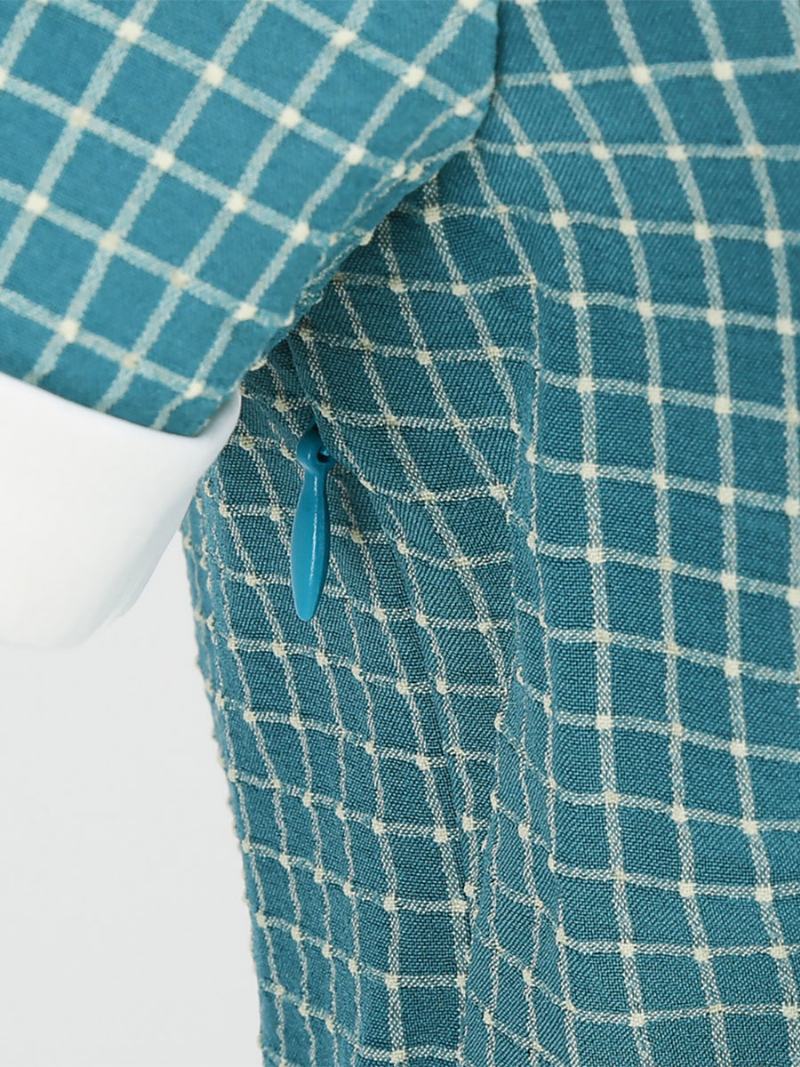 Dámské Šaty Barbie Růžové Gingham Z 50. Let 20. Století Vintage Ve Stylu Audrey Hepburn S Krátkými Rukávy - Azurová