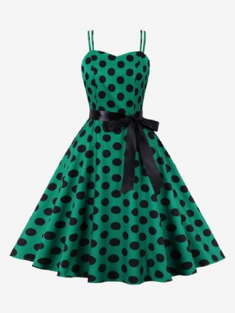 Vintage Šaty 50. Léta Styl Audrey Hepburn Pink Puntík Dámské Rockabilly Bez Rukávů