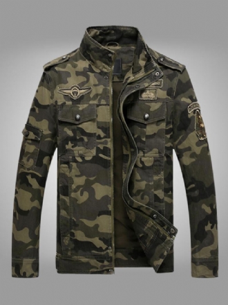 Pánská Bunda Maskovací Knoflíky Polyester Stylový