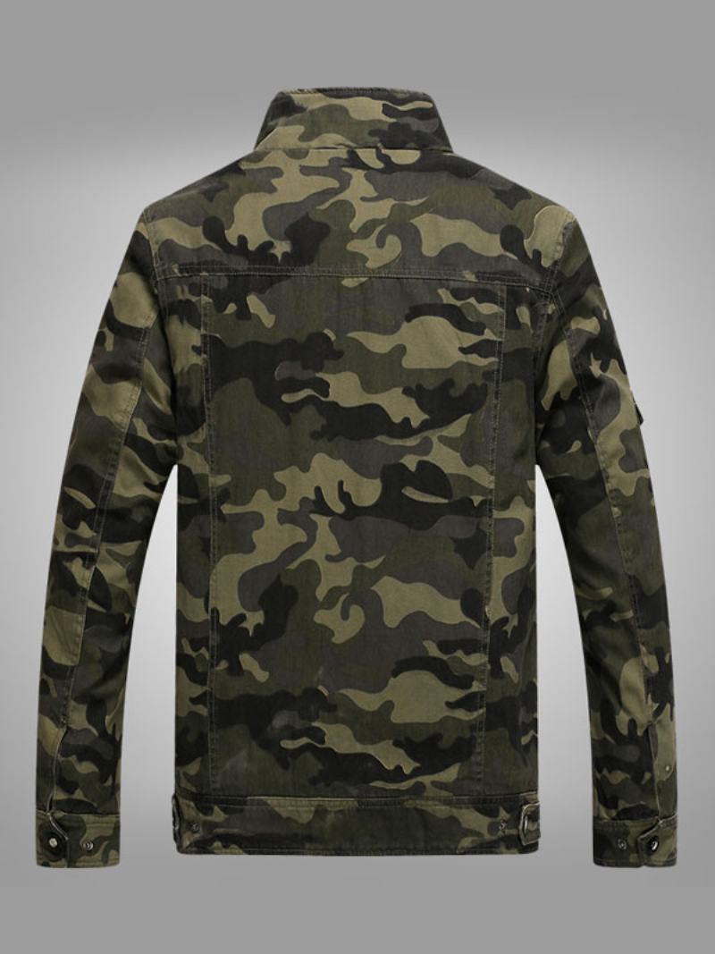 Pánská Bunda Maskovací Knoflíky Polyester Stylový - Hunter Green