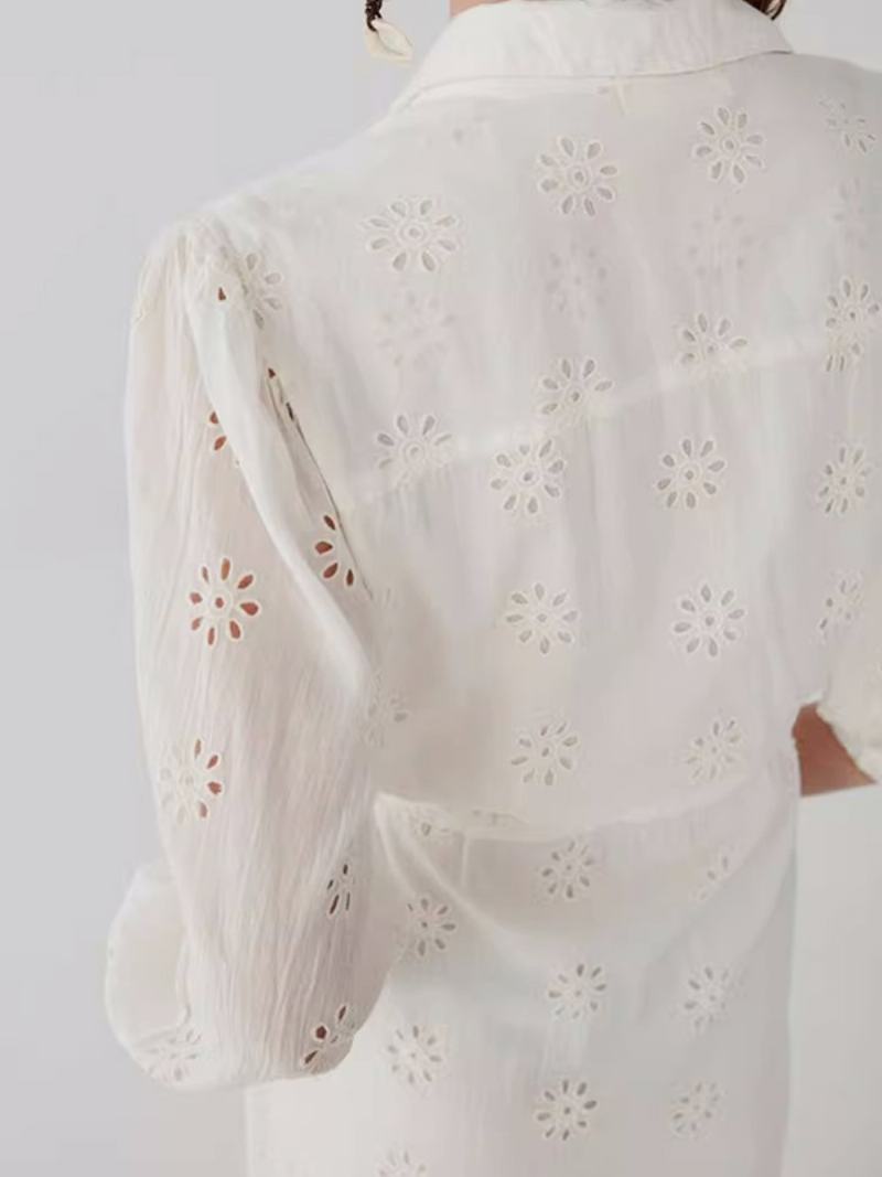 Dámské Bílé Elegantní Boho Šaty S Páskem Duté Letní - Béžová