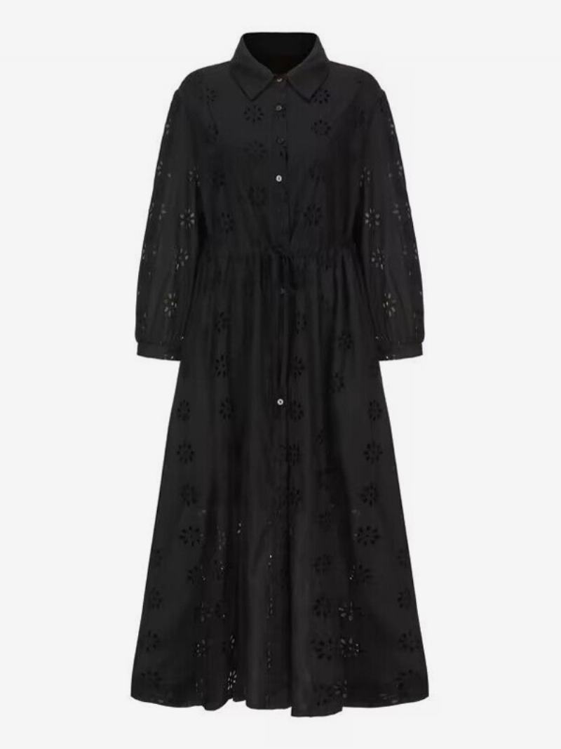 Dámské Bílé Elegantní Boho Šaty S Páskem Duté Letní - Černá