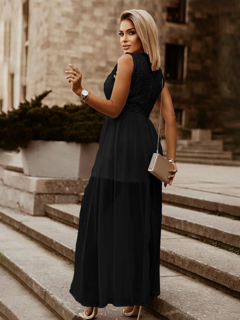 Dámské Bílé Šaty Bez Rukávů S Výstřihem Do V Maxi Inspirované Boho - Černá