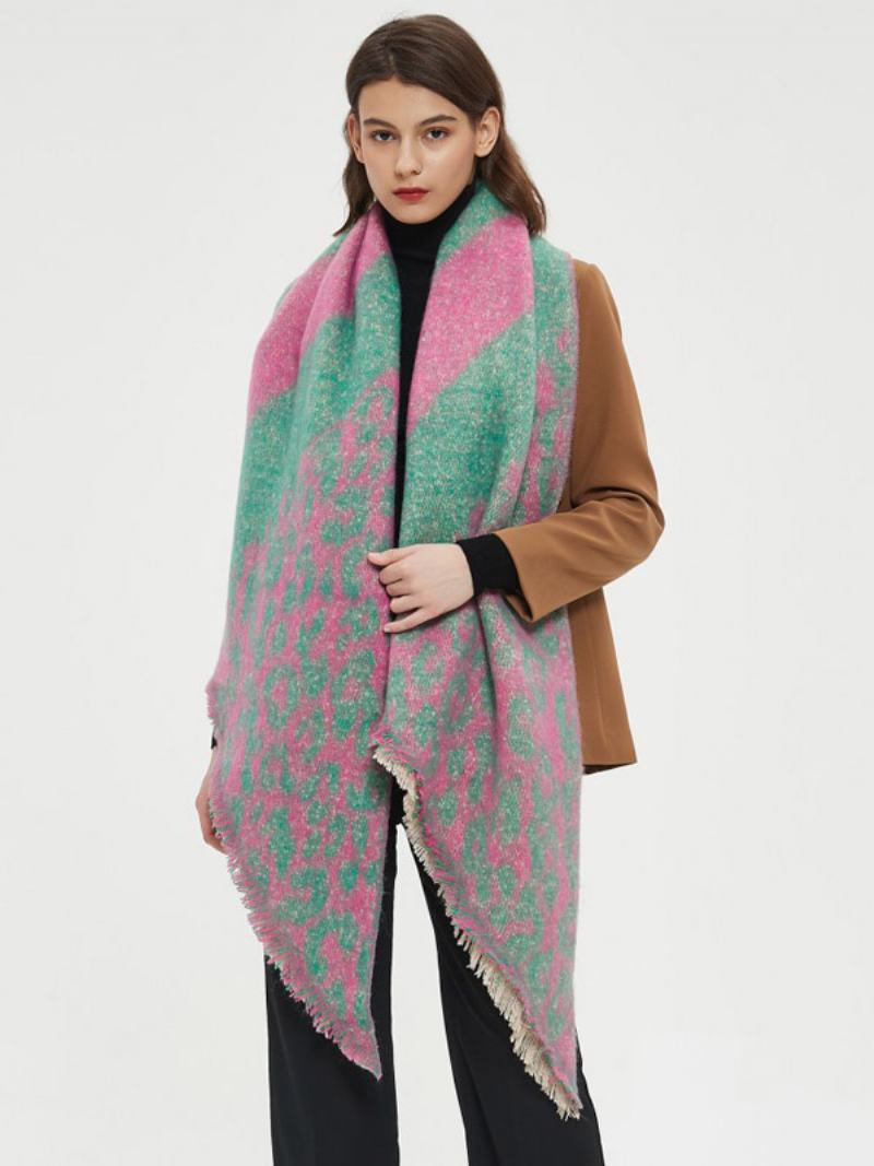 Dámské Šátky Soft Scarf Eyelash Trim Color Block Fuzzy Blanket