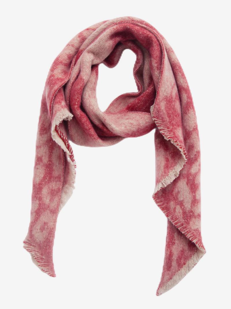 Dámské Šátky Soft Scarf Eyelash Trim Color Block Fuzzy Blanket - Červená