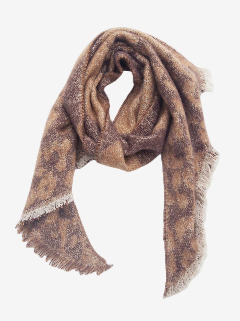 Dámské Šátky Soft Scarf Eyelash Trim Color Block Fuzzy Blanket - Kávově Hnědá