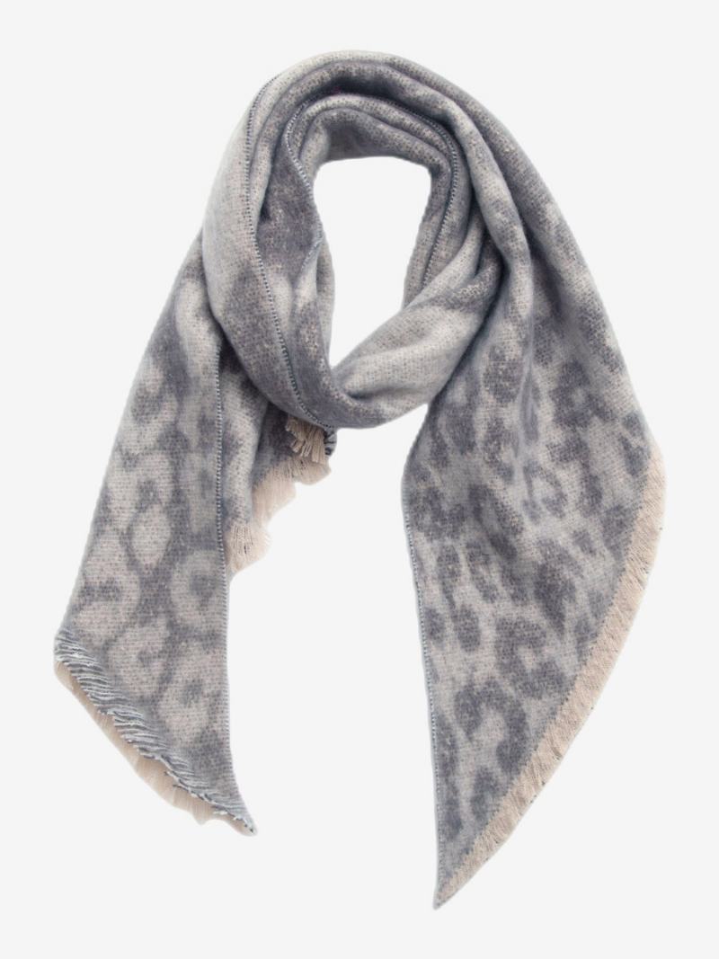 Dámské Šátky Soft Scarf Eyelash Trim Color Block Fuzzy Blanket - Šedá