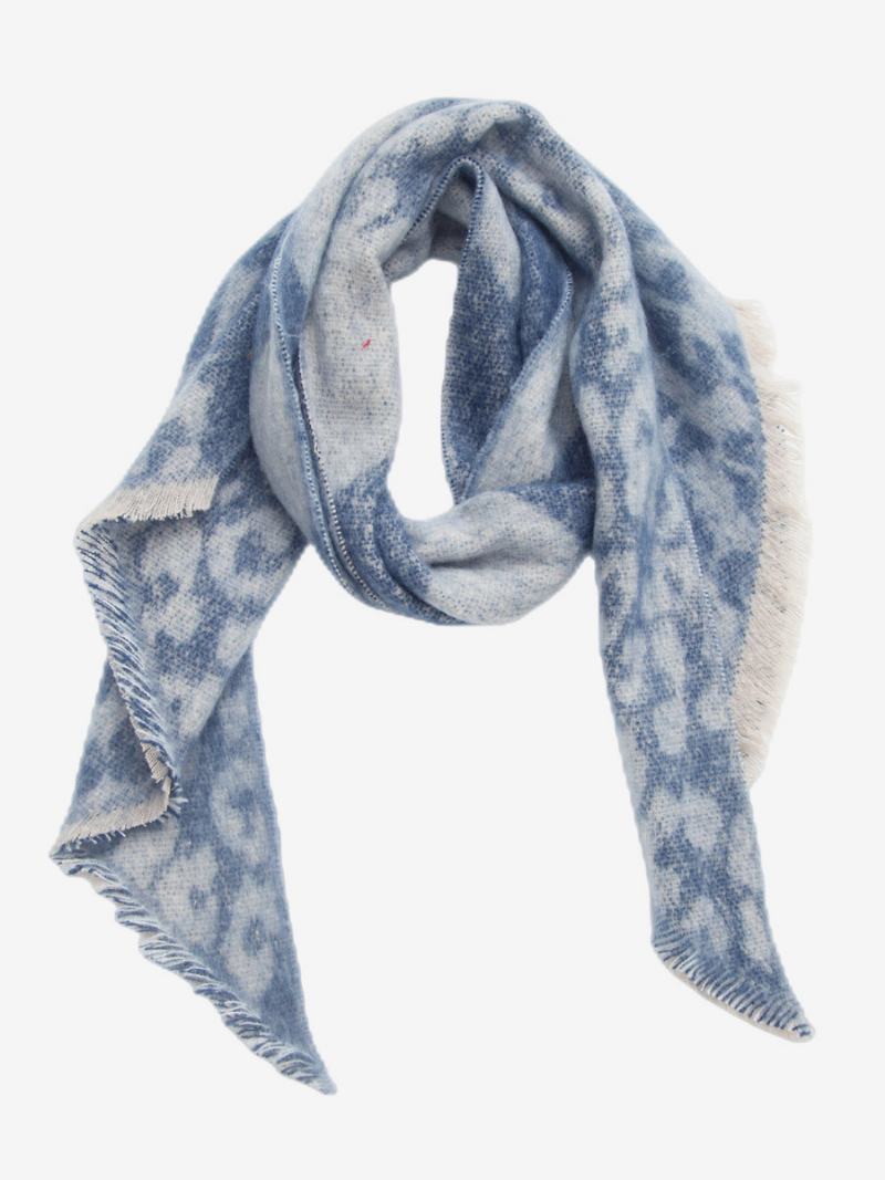 Dámské Šátky Soft Scarf Eyelash Trim Color Block Fuzzy Blanket - Modrá