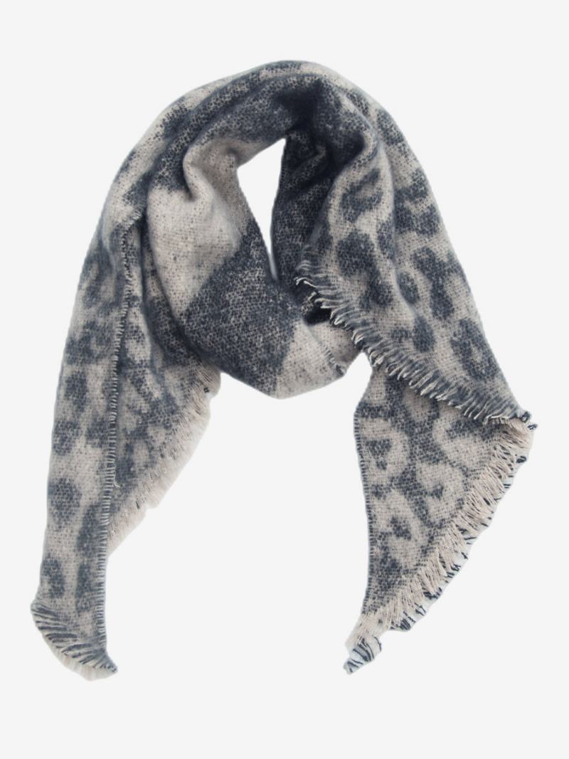 Dámské Šátky Soft Scarf Eyelash Trim Color Block Fuzzy Blanket - Černá