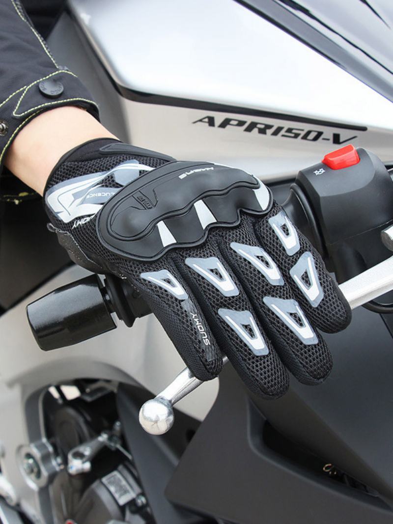 Motocyklové Závody Cykloturistika Horolezectví Turistické Rukavice Tenké Síťované Prodyšné Jezdecké Závodní Pánské Celoprstové - Černá