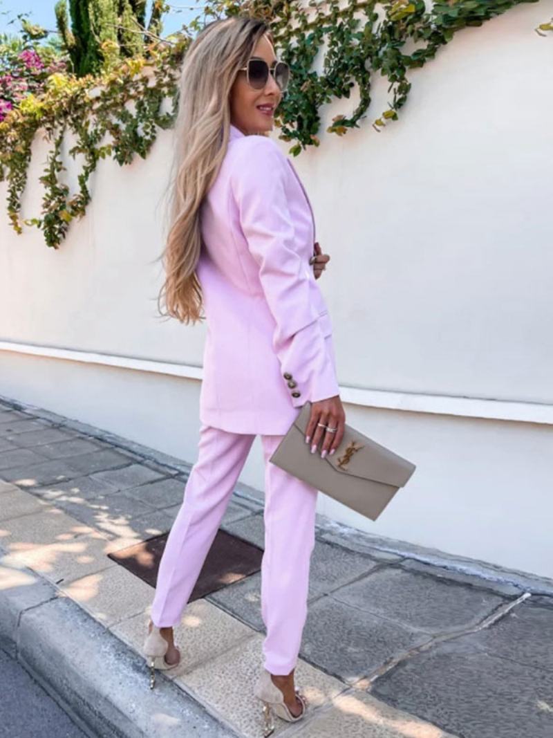 Dvoudílné Obleky Levandulové Jednobarevné Soupravy Svrchního Oblečení Klasické Sako Bunda Slim Fit Kalhoty Jarní Podzimní Pro Ženy - Levandule