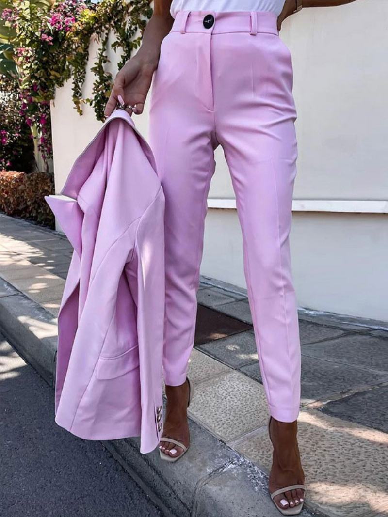 Dvoudílné Obleky Levandulové Jednobarevné Soupravy Svrchního Oblečení Klasické Sako Bunda Slim Fit Kalhoty Jarní Podzimní Pro Ženy - Levandule