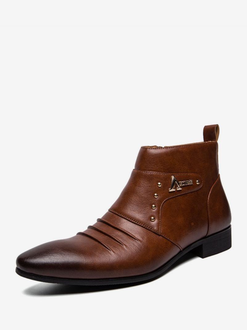 Pánské Boty Chelsea Boots Pu Kůže Se Špičatou Špičkou