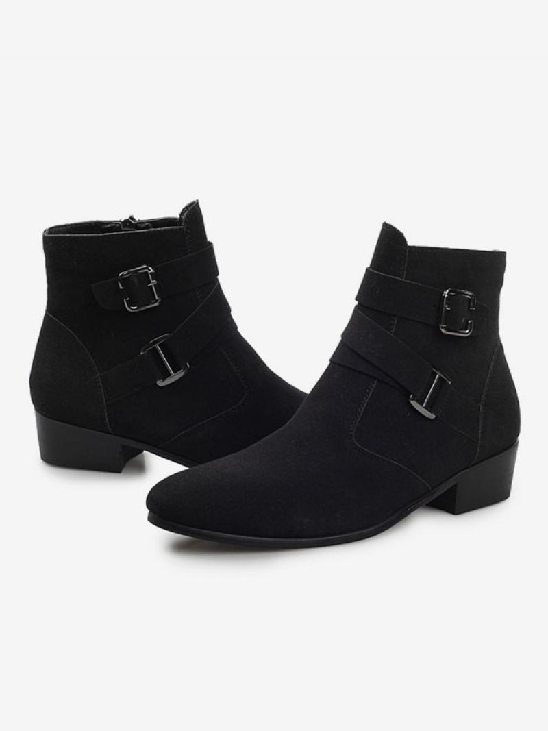 Pánské Boty Chelsea Boots Černé Pu Kožené Jodhpur Kotníkové - Černá