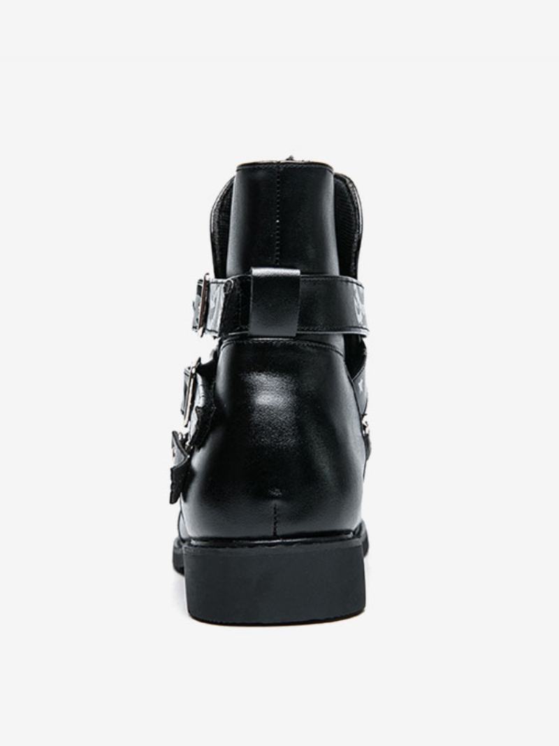 Pánské Boty Chelsea Boots Černé Pu Kožené Řetízky Na Jodhpur - Černá