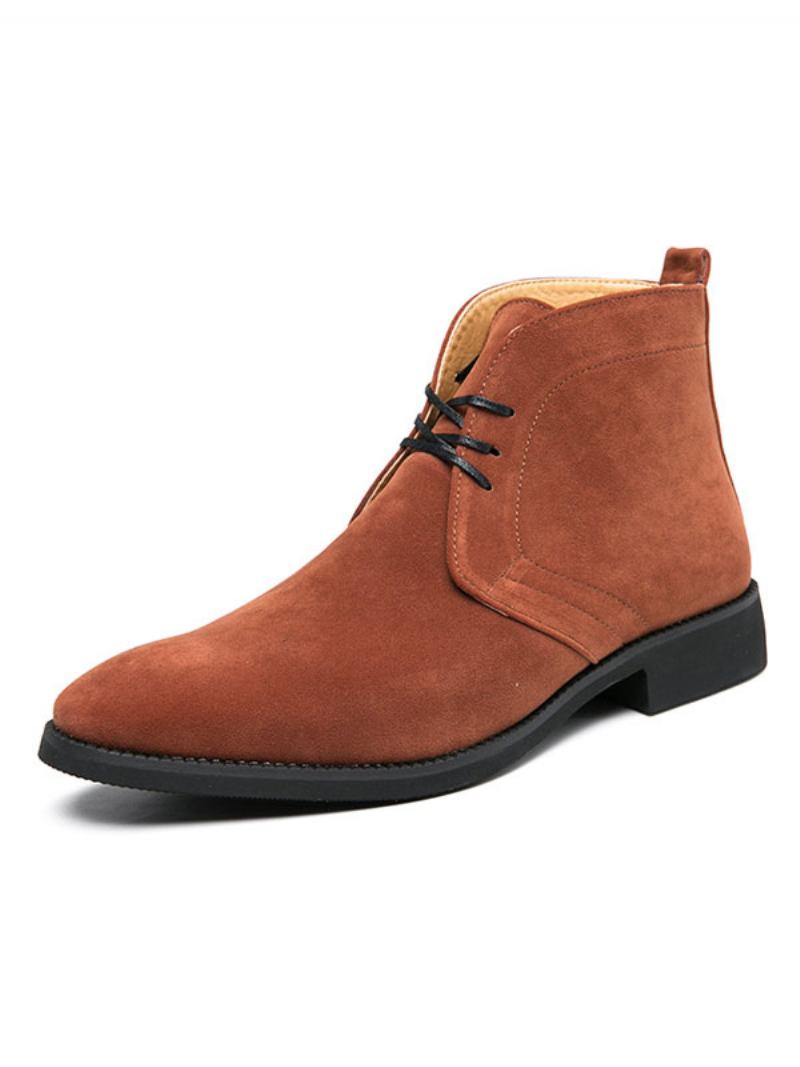 Pánské Boty Lace Up Desert Kotníkové Umělé Semišové Kožené Chukka