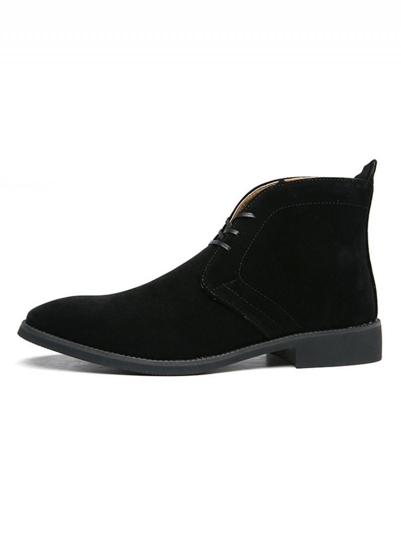 Pánské Boty Lace Up Desert Kotníkové Umělé Semišové Kožené Chukka - Černá
