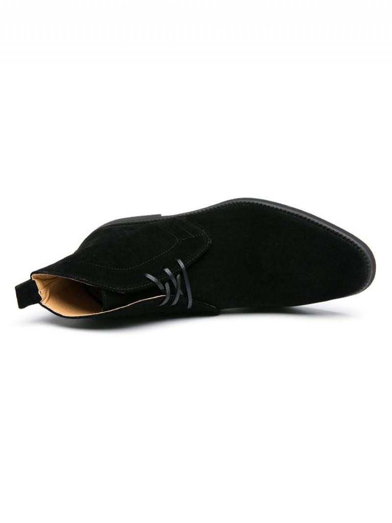 Pánské Boty Lace Up Desert Kotníkové Umělé Semišové Kožené Chukka - Černá