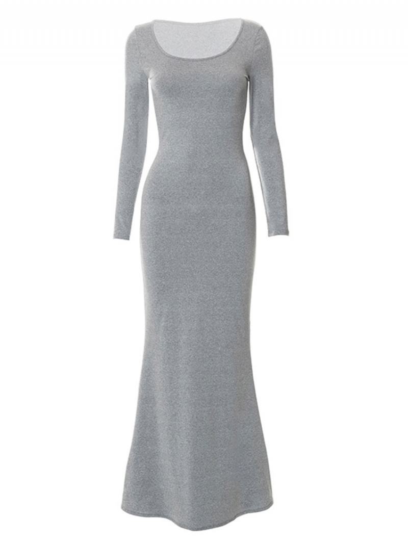 Dámské Šaty Bodycon Black Jewel Neformální S Dlouhým Rukávem Tužkou - Šedá