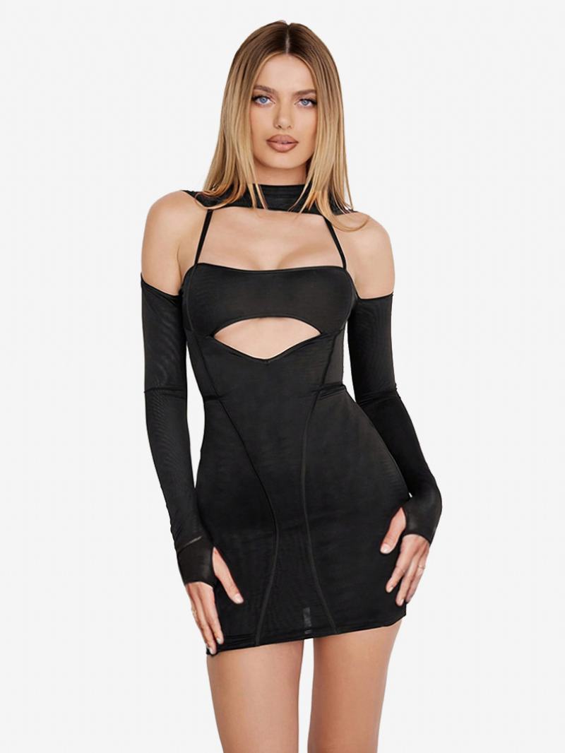 Dámské Šaty Bodycon S Výstřihem Na Otevřeném Rameni Patchwork Sexy Minišaty