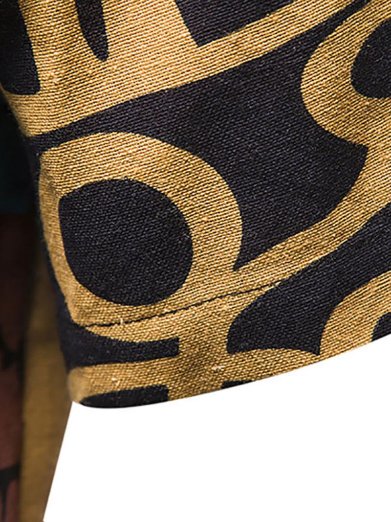 Pánská Košile Pro Volný Čas Turndown Collar Casual Geometric Azurově Modrá - Azurová Modrá