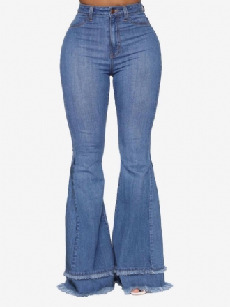Flare Jeans Pro Ženy Raw Edge Cotton Spring Bell Bottoms