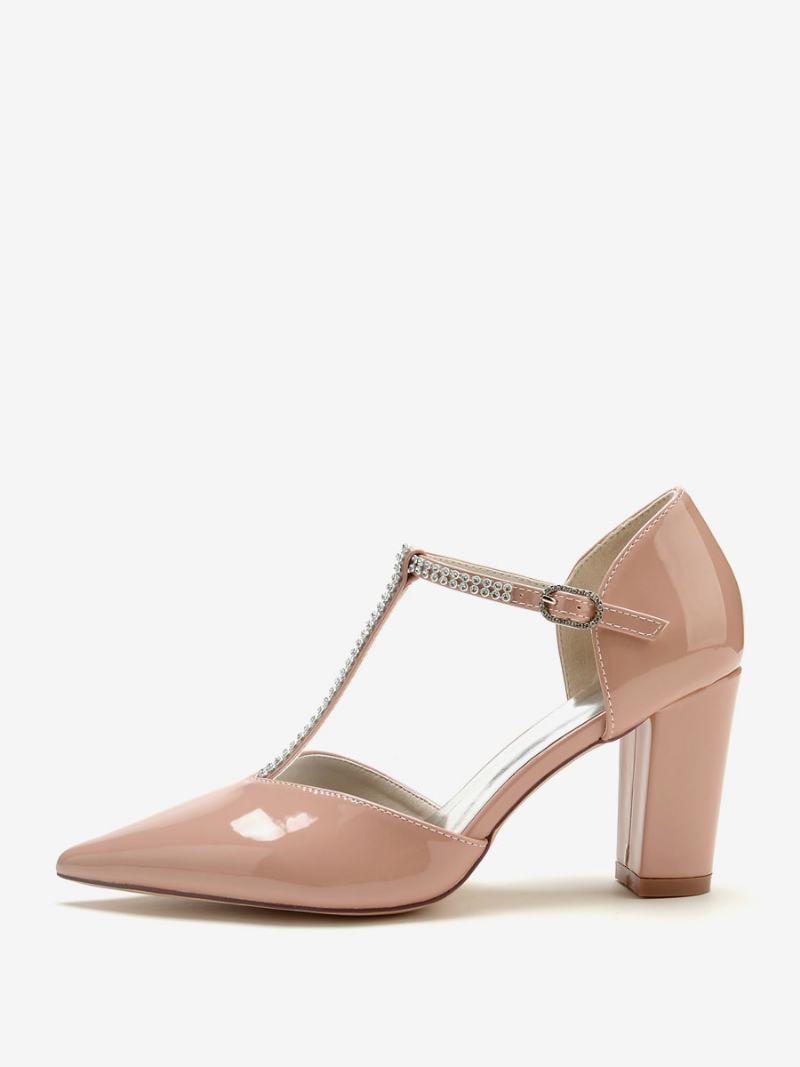 Dámské Svatební Boty Mother Of Bride Patent Pu Horní Špičaté Kamínky 3.3 Palce - Žlutá/Červená