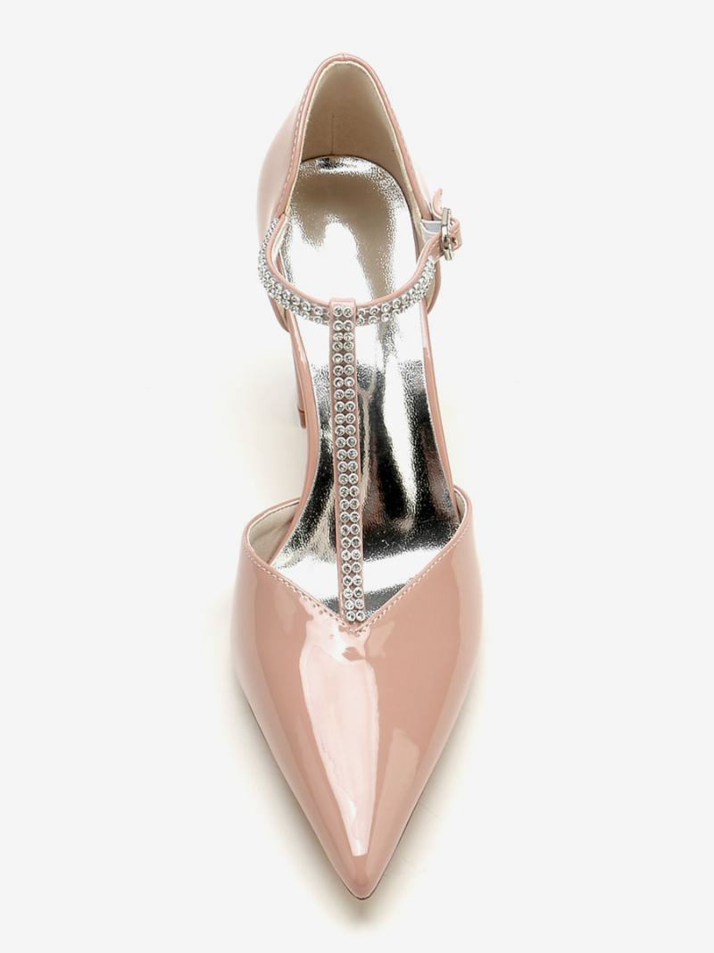 Dámské Svatební Boty Mother Of Bride Patent Pu Horní Špičaté Kamínky 3.3 Palce - Žlutá/Červená