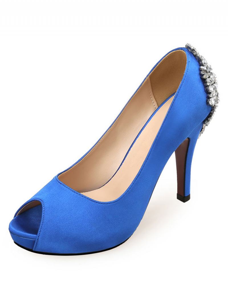Dámské Svatební Lodičky Peep Toe - Modrá