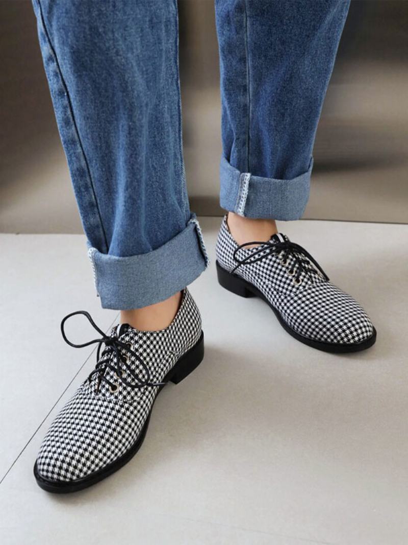 Dámské Kulaté Špičky Puppy Heel Micro Suede Horní Oxford