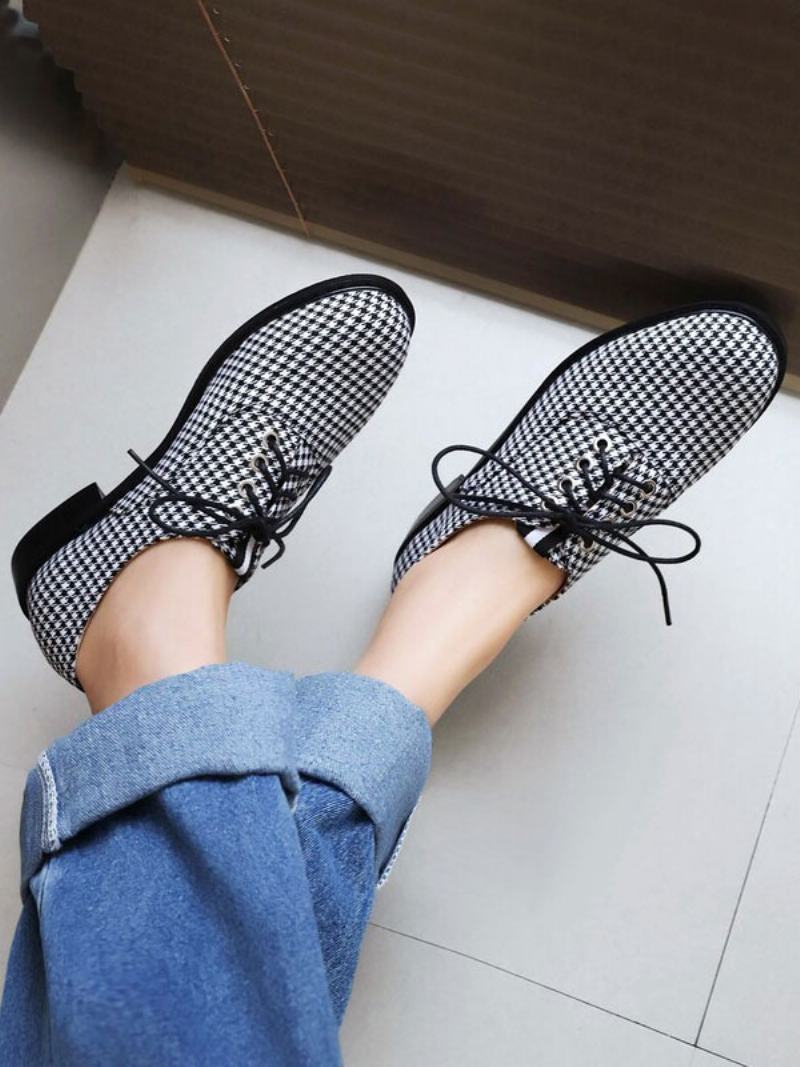 Dámské Kulaté Špičky Puppy Heel Micro Suede Horní Oxford - Černá