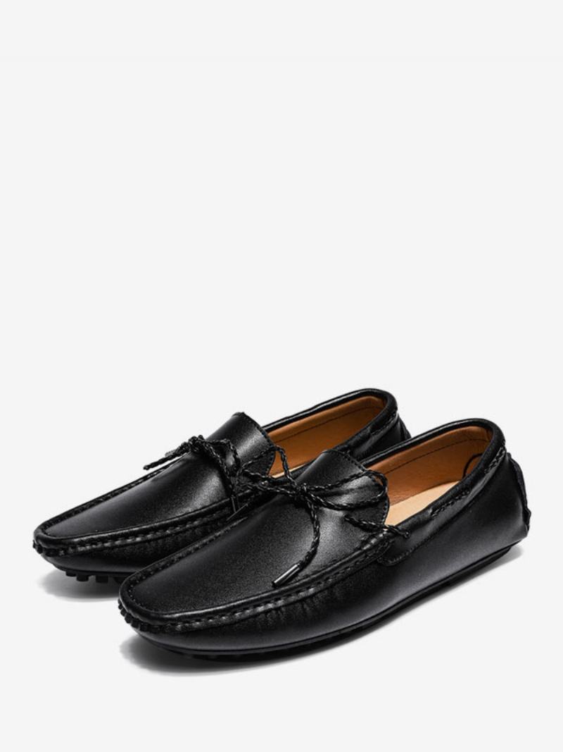 Pánské Polobotky Loafer Slip-on S Kulatou Špičkou Pu Kůže - Černá