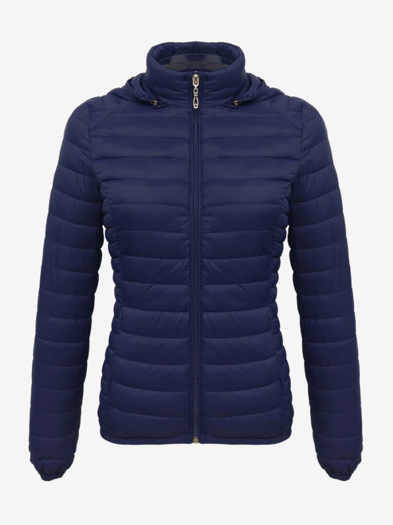 Puffer Coats Růžové Bavlněné Zimní Teplé Svrchní Oblečení S Kapucí Pro Ženy - Tmavě Námořnická