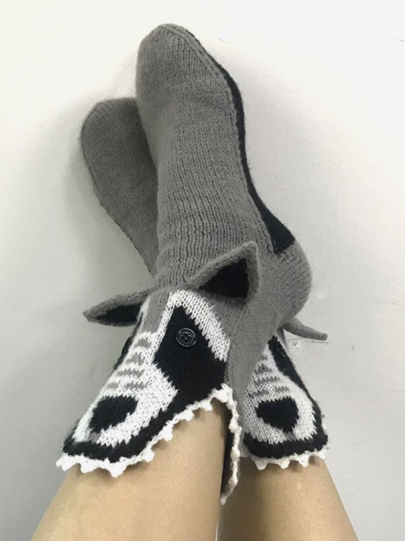 Ponožky Šedá Směs Poly/bavlna Animal Print Winter Warm Acc - Šedá