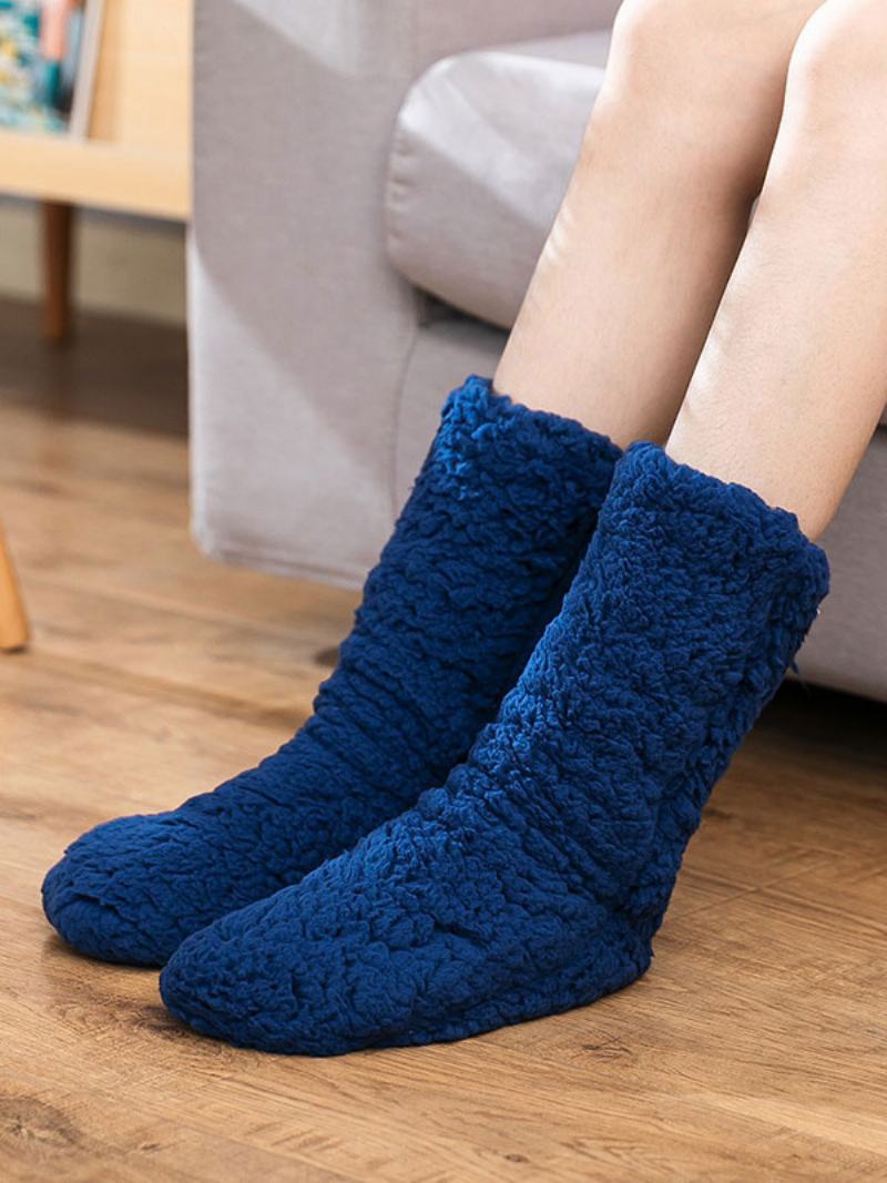 Černé Ponožky Vysoce Kvalitní Nadýchaný Úplet Zimní Hustý Teplý Útulný Fuzzy Kalcetiny Felpa Floor Invierno Dámské - Tmavá Námořnická